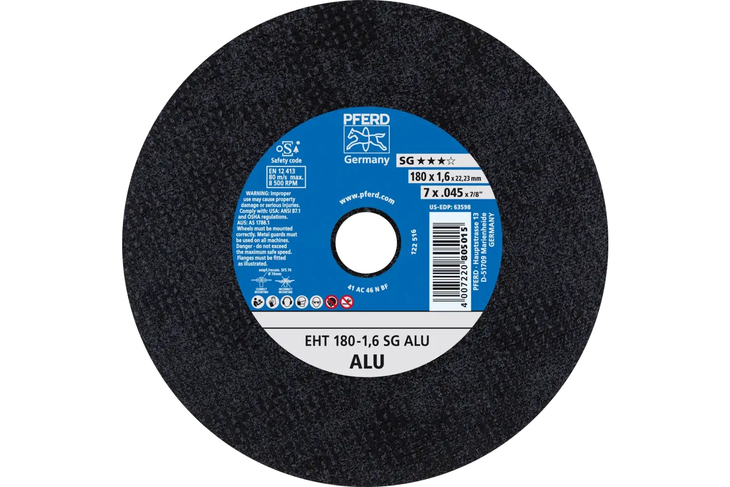 Picture of Pferd Cut-Off Wheel, 7" X .045 X 7/8, Sg Alu, T1, Aluminum Oxide